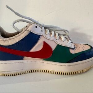 Nike Air Force 1 Low Shadow “Mystic Navy” Sneakers, with Multicolor Accents